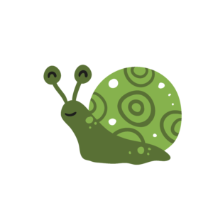 a green smiling snail